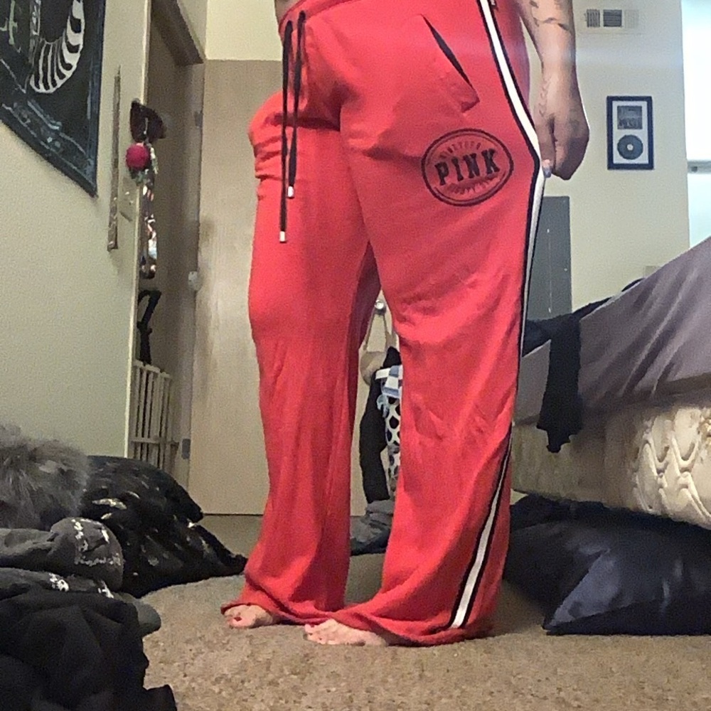 PINK Victoria's Secret Red Wide Leg Pants